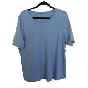 Denim & Company D&CO Blue Short Sleeve Tee T Shirt 1X